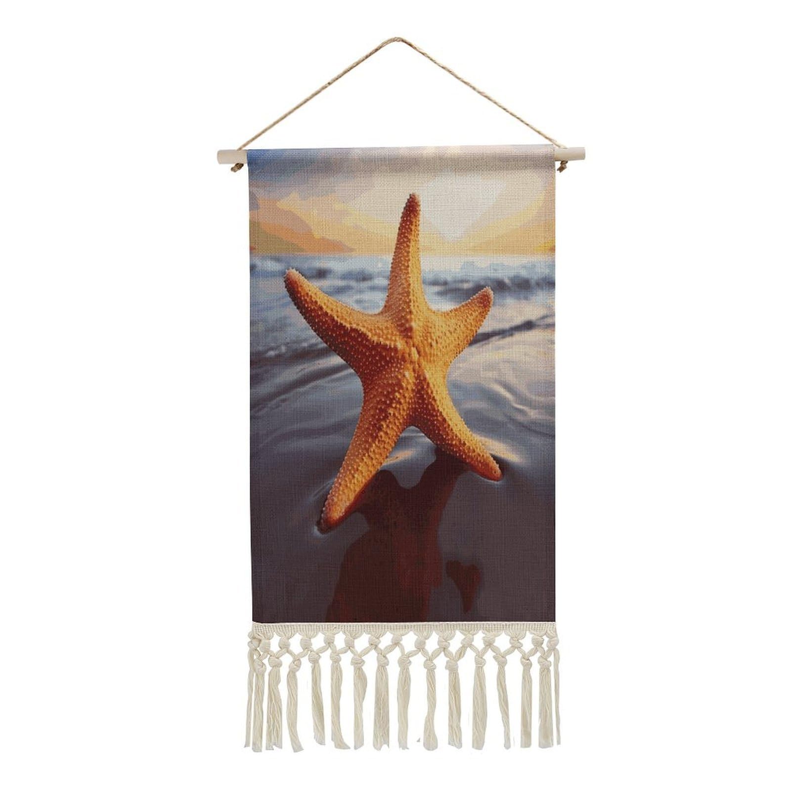 Adfgyerh Style Starfish Tapestry With Tassels Cotton And Linen Hanging Posters, Wall Art For Travel Gift, Wall Tapestry For Office Home Decor Bedroom Living Room Decor