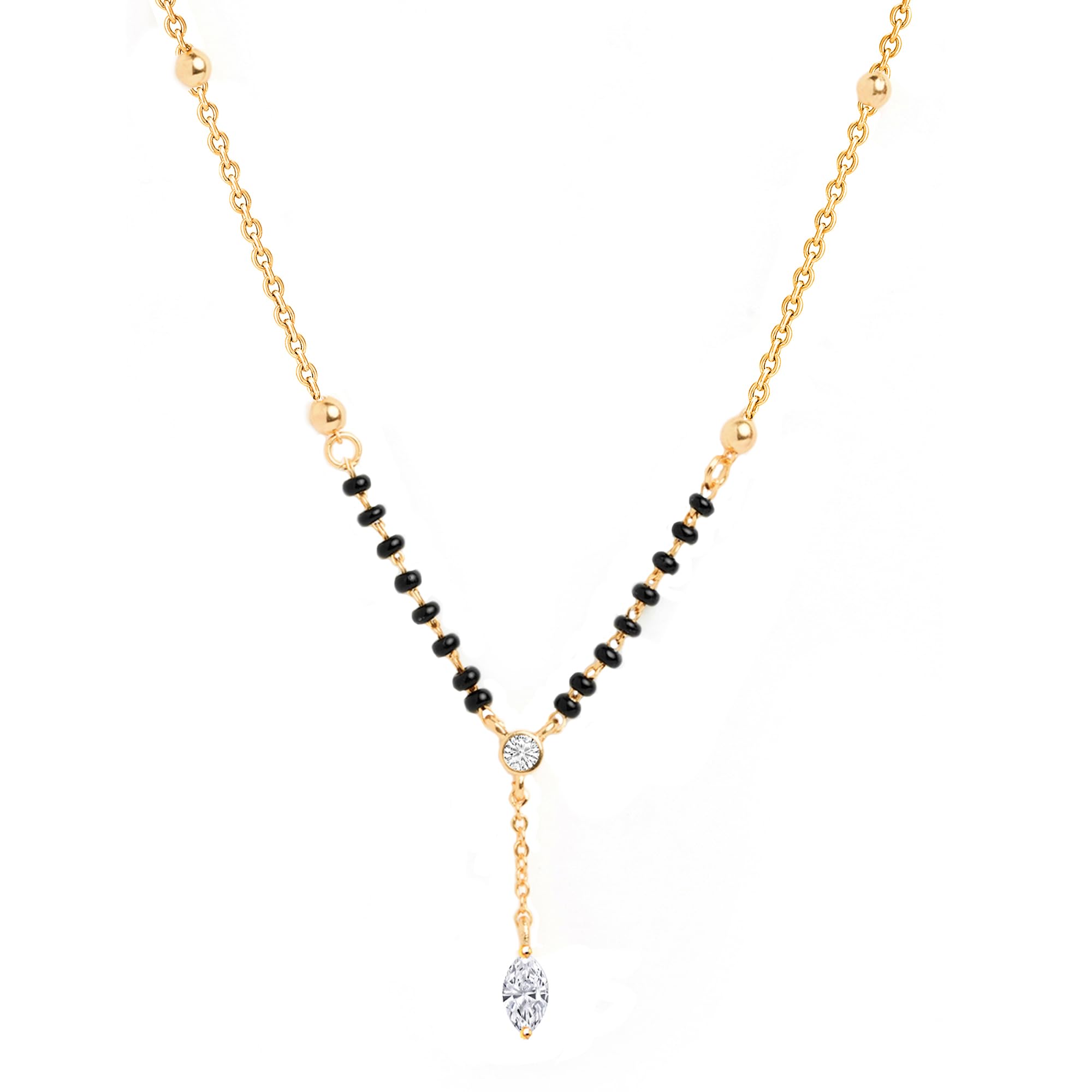 minutiae Stylish Fashion Pendant Necklace Black Beads Mangalsutra for Women & Girls with Extendable Chain-picture-3