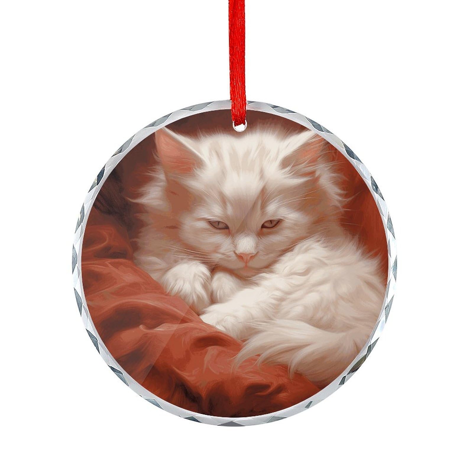 Btcowzrv Style Hazy Cat Round Ornament Hanging Pendant Decor
