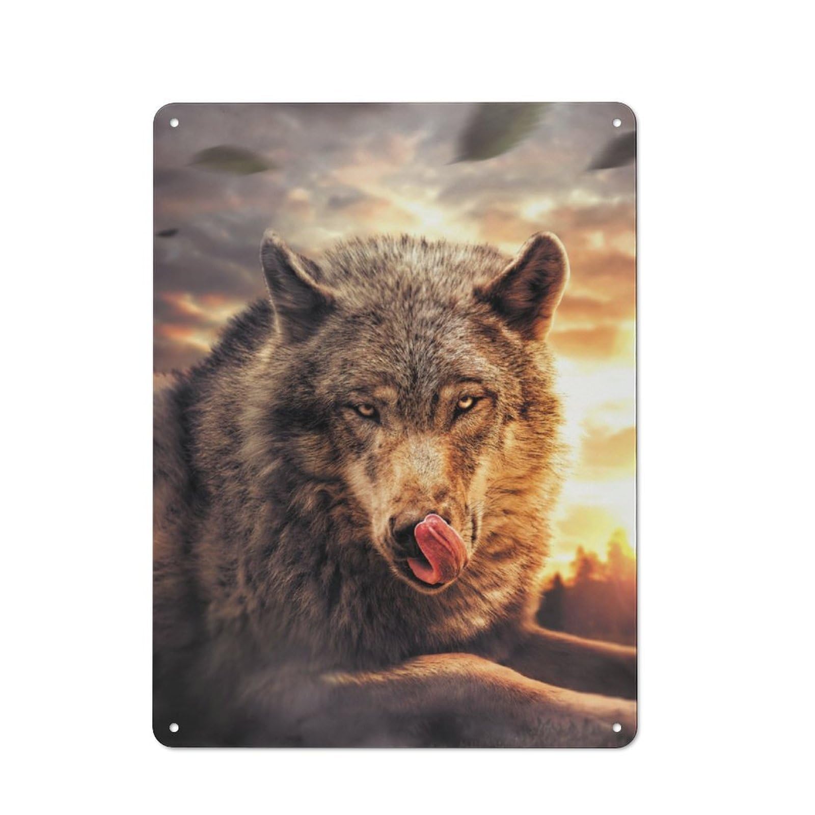 Junmoney The Wolf Retro Metal Wall Sign 40X30cm For Man Cave Or Games Room, A Housewarming Gift For Games Room Collectors