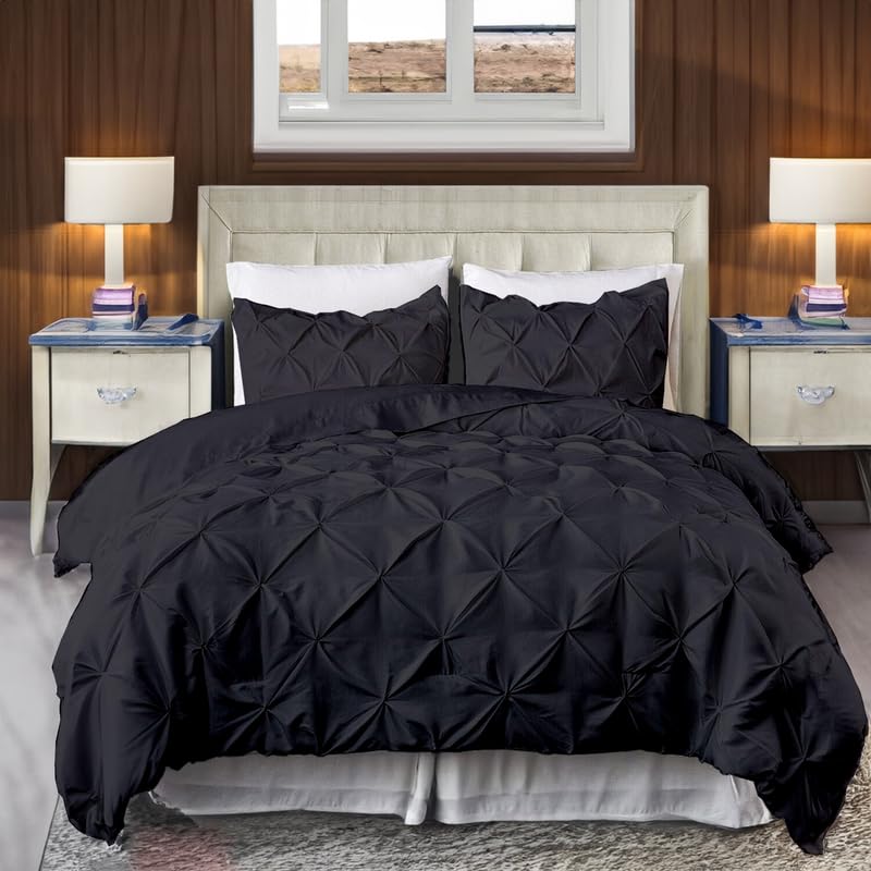 EASYCOT 800TC Diamond Pintuck Duvet Cover Set Egyptian Cotton 3 Piece Duvet Cover Set Double Size Pinch Pleat Comfortable Hotel Quality Bedding set (Gery) — image 1