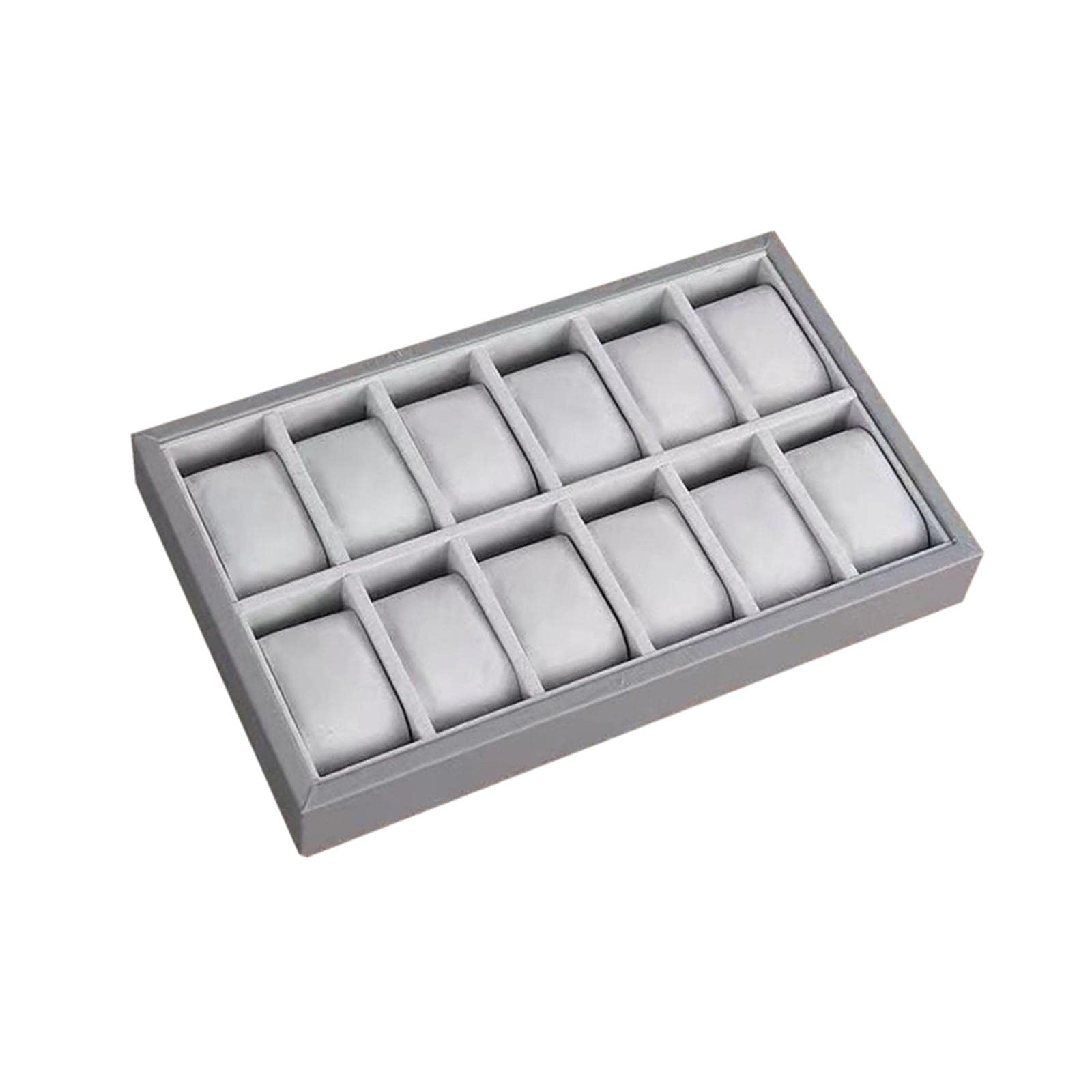 Perfeclan Soporte para Bandeja de Reloj, Bandeja de Almohadas para Reloj, Cuero PU de Madera para Hombres Y Mujeres, Almohadas, Organizador Apilable Pa, 12 Ranuras