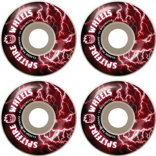 Red Skateboard Spitfire Burners 54mm 99d White/ Wheels - Set
