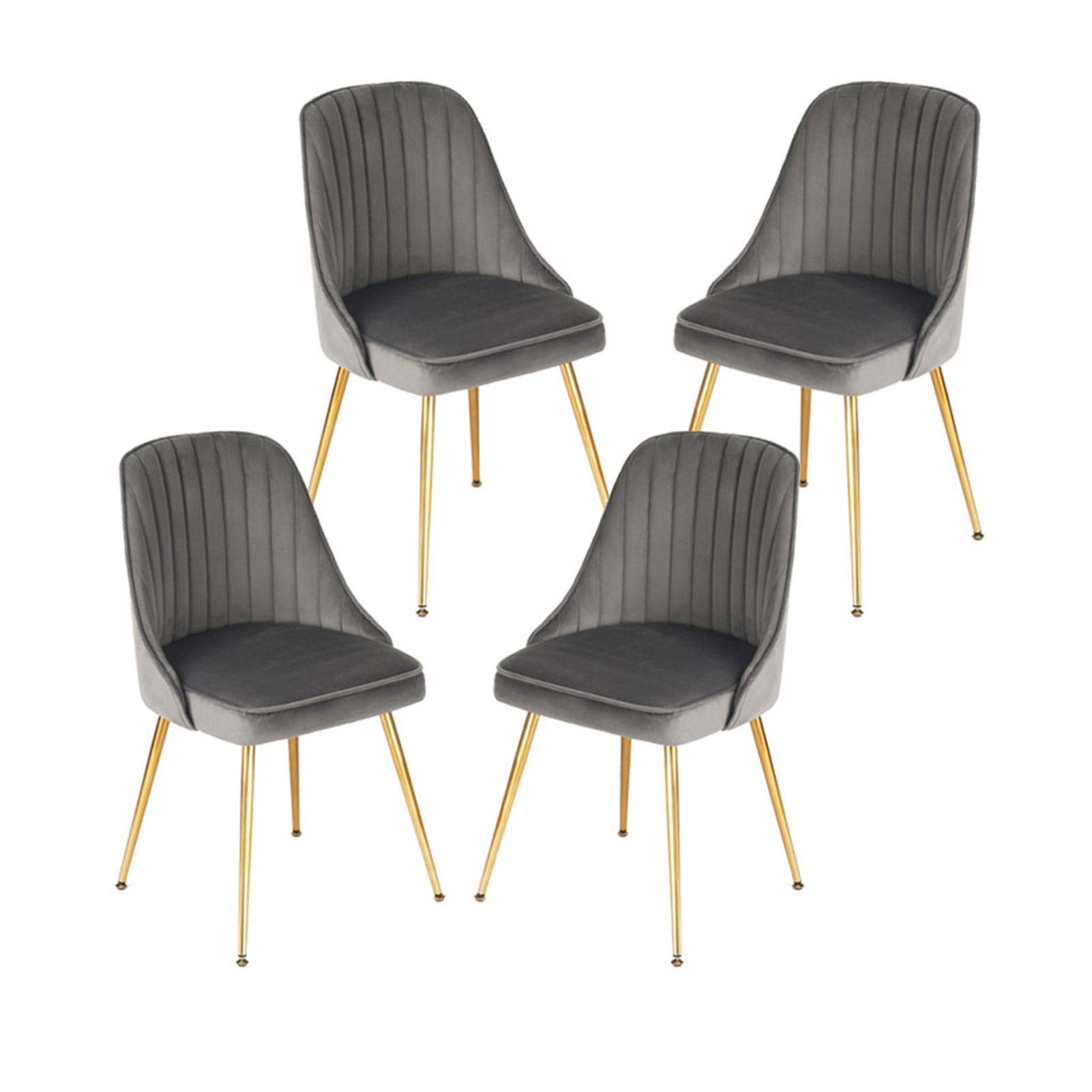 SJIALEN Soft Velvet Dining Chair,with Non-Slip Feet for Office Lounge Dining Kitchen Bedroom Cafe Negotiate Household Desk Chair Kitchen Chair (Color : Gray, Size : 4pcs), Grey