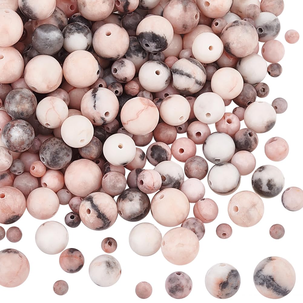 Cuentas De Jaspe Cebra Rosa Claro Natural, Grado AAA, En Tira