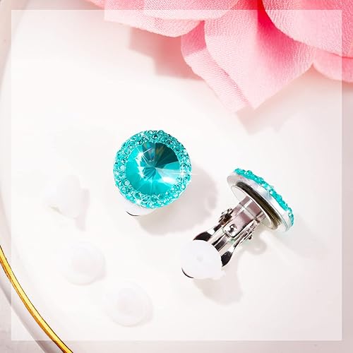 Miniatura 4 de Hicarer Juego de 9 pares de aretes de clip para niñas (colores brillantes)