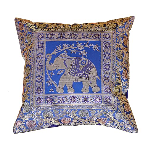 Shubhlaxmifashion ECC10P Indian 10 Pcs 16X16 Inch. (41X41 Cm) Elephant Banarsi Silk Indian Ethnic Bohemian Decorative Cushion Cover Handcrafted Patchwork Sari Throw Pillow Boho Decor Cushion Cover thumb #7
