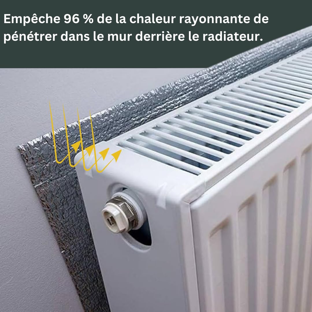 AVOID Isolant Thermique Fenetre, Reflecteur Radiateur de Chaleur 50 cm × 5 m, Isolation Fenetre 4mm épais, Économise l’Énergie, Isolation Porte de Garage, Toit, Mur, Voiture, Ruban Adhésif Inclus