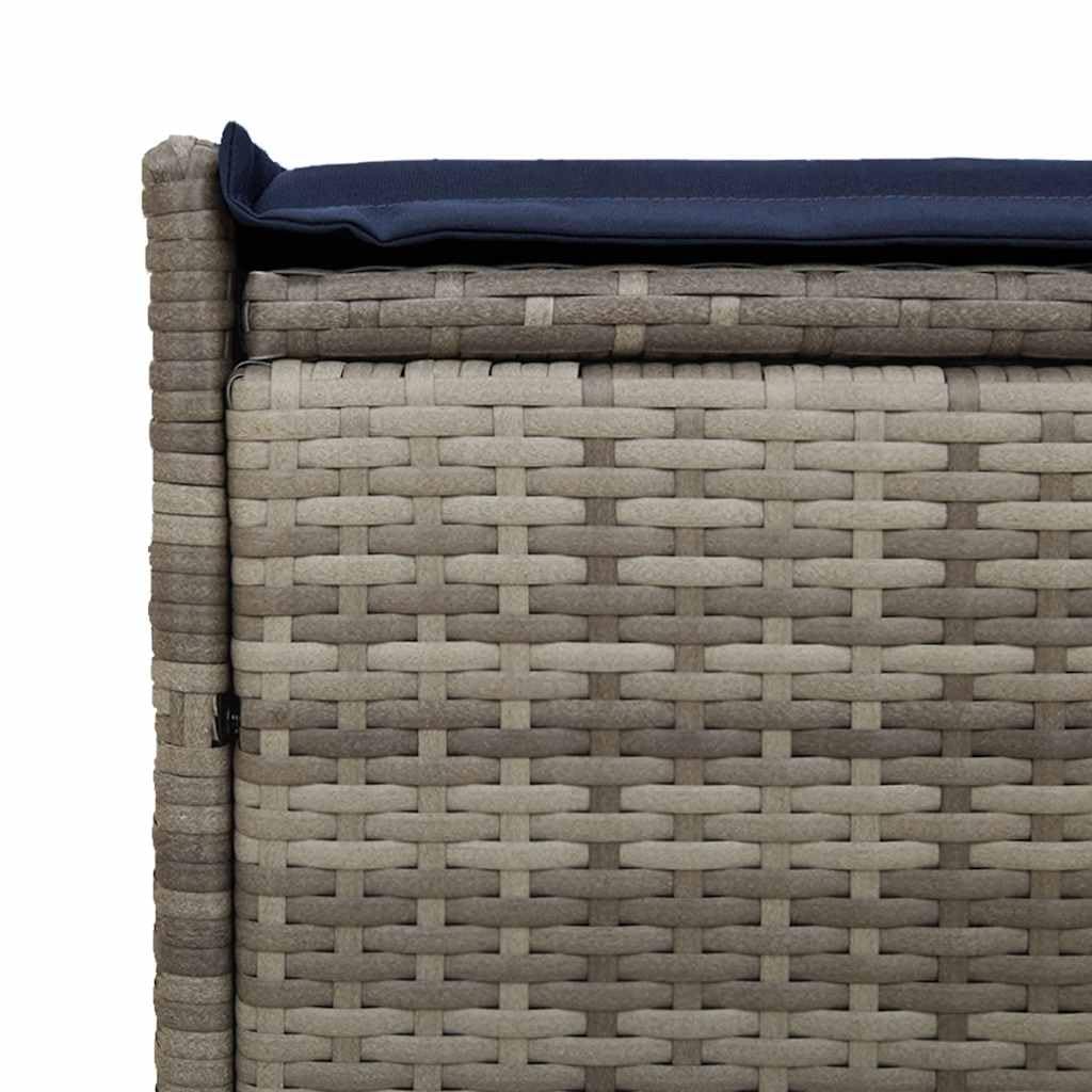 KOIECETA Outdoor-Sitzbank mit Stauraum und Kissen Garten aufbewahrungsbank Außenlager Bank Außenbank mit Stauraum Gartenaufbewahrungssitz Grau und Marineblau 100 cm