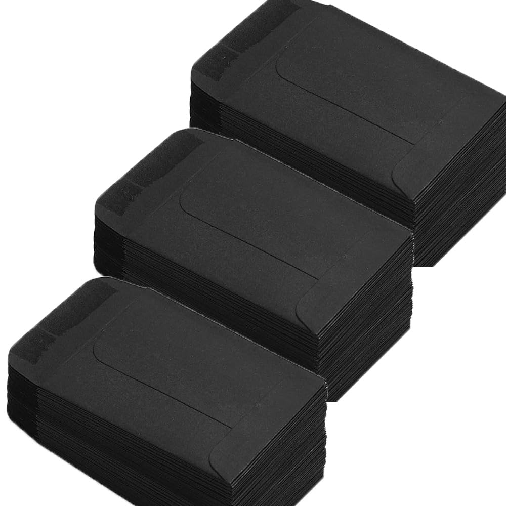 Saatgut Lot de 200 enveloppes plates en papier kraft - Enveloppes pour pièces de monnaie - Petits mini sacs en papier - Autocollants pour salaires, perles, timbres - 8,89 x 16,51 cm (noir2#)