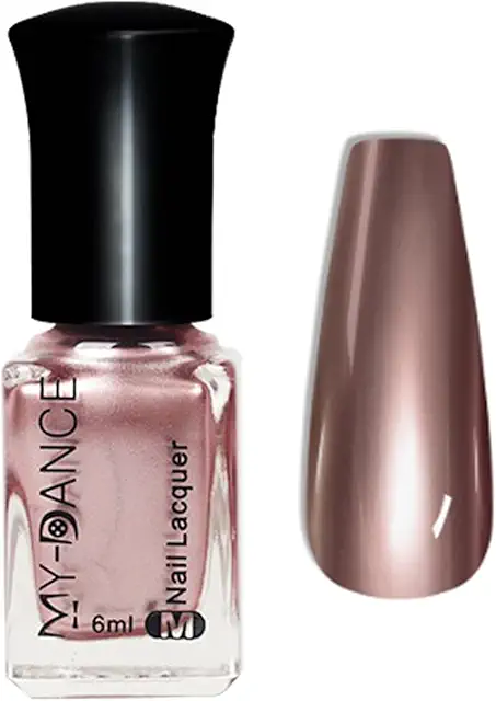 Rose Gold Metallic Nail Polish - Champagne Gold Chrome Mirror Finish - Quick Dry