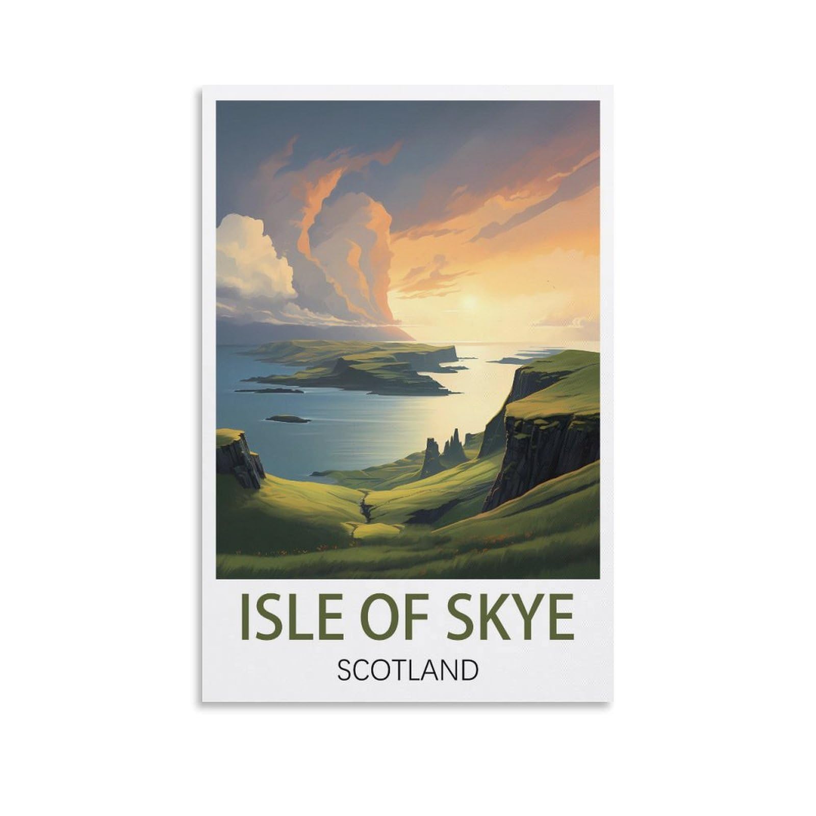 Losnabo Unframe-Style Isle Of Skye Scotland Vintage Travel Posters 12X18inch(30X45cm) Canvas Wall Poster And Art Picture Print Modern Home Bedroom Decor