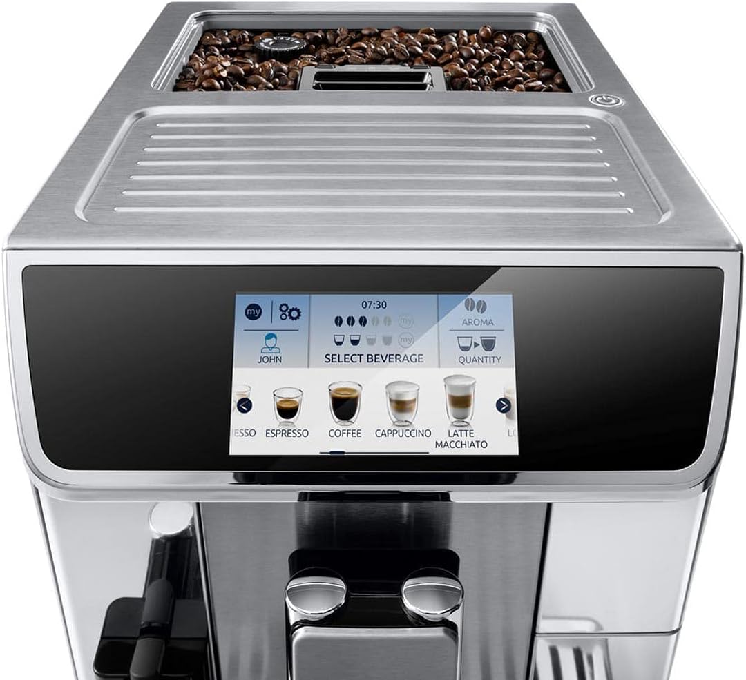 DELONGHI ECAM650.75MS Prima Donna Elite - Macchina da caffè in acciaio inox, touch screen a colori, 15 bar, pressione pompa, argento, 470 x 260 x 360 mm DELONGHI ECAM650.75MS Prima Donna Elite - Macchina da caffè in acciaio inox, touch screen a colori, 15 bar, pressione pompa, argento, 470 x 260 x 360 mm