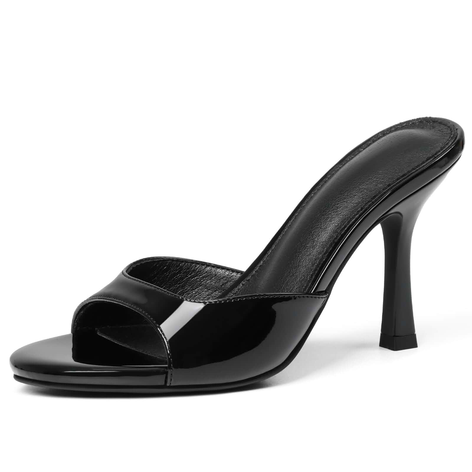 EQAUDES High Heels Mules for Women Summer Sandals Open Toe Slip on Stiletto Heels for Women Round Toe Raffia Heeled Sandals Comfortable Dress Shoes