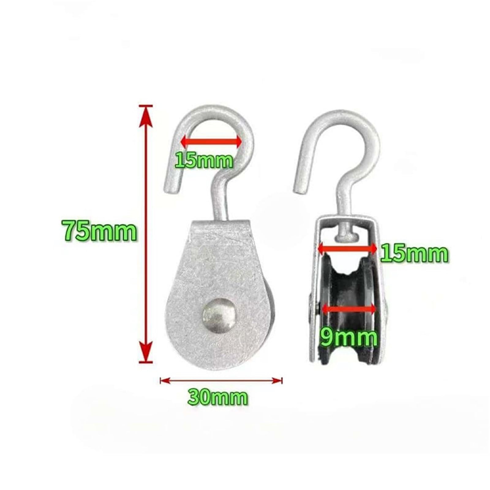50er-Pack Seilrollen 30 mm, Hänge-Handrollen mit Haken for Gerüstbau und Bauwesen, Tragkraft 35 kg