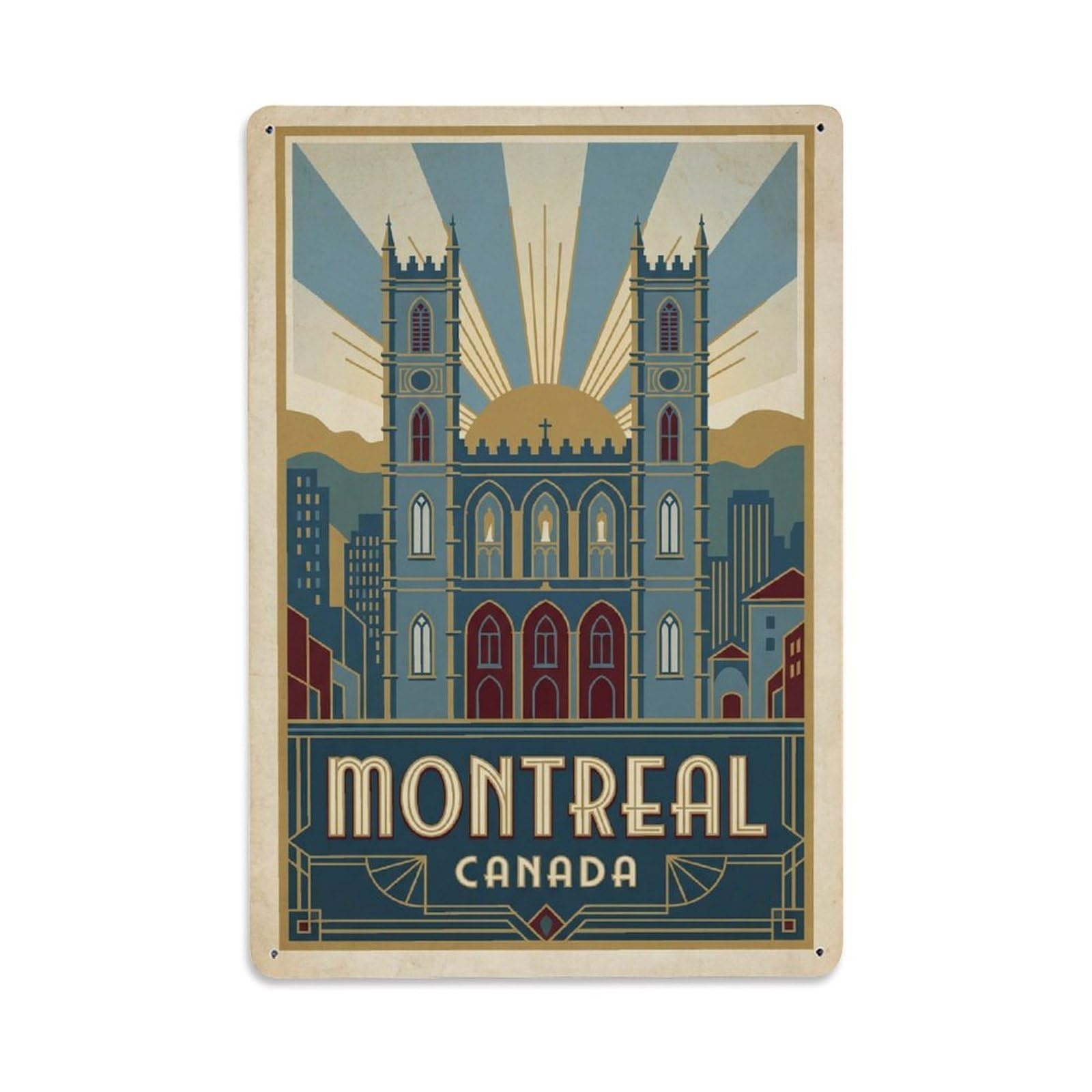 Xanthor Style Travel Vintage Canada Montreal Metal Tin Sign