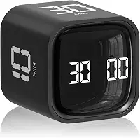 Cronômetro de produtividade de mesa de 5/10/30/60 minutos com contagem regressiva personalizável, cronômetro visual silencioso ajustável, ferramenta para TDAH e função de rotação (BLACK)