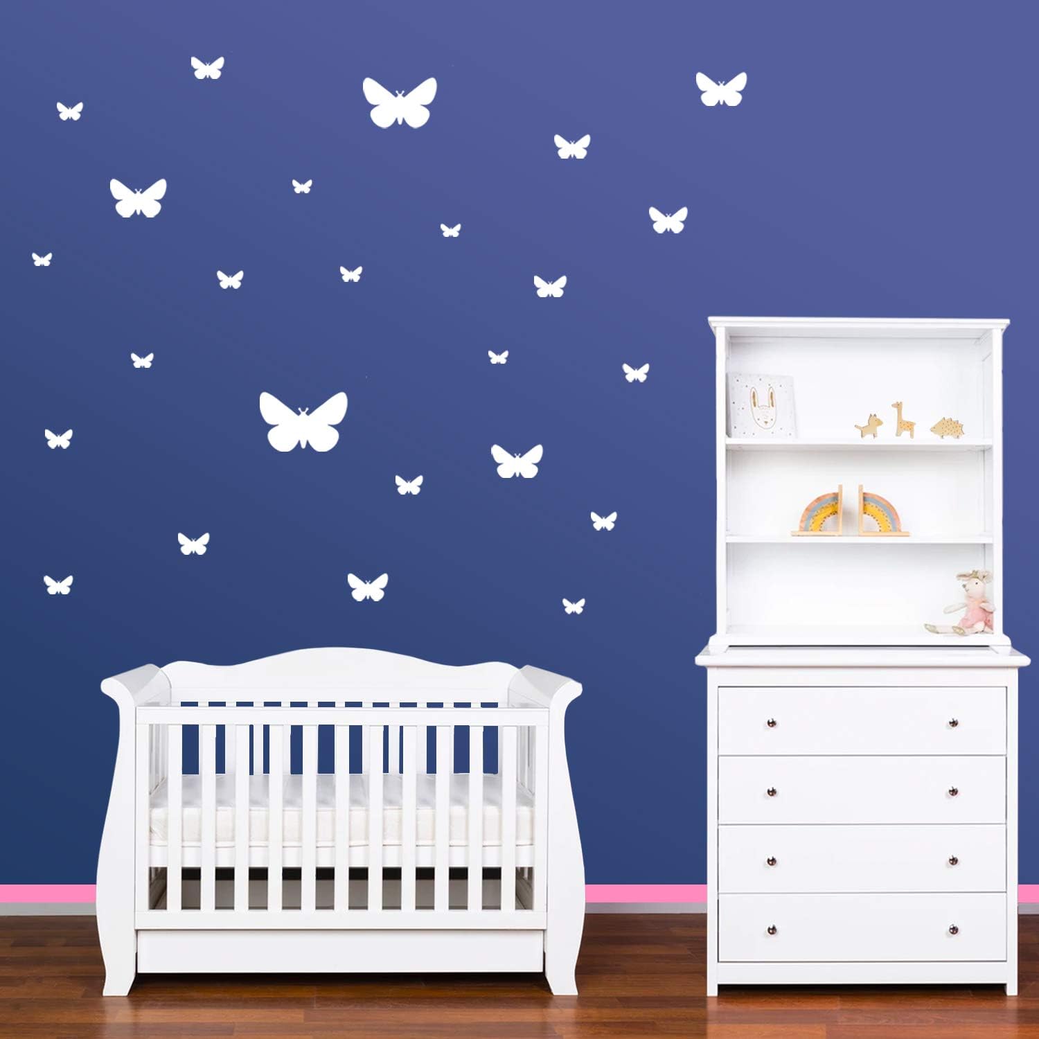 PREMYO Set of 25 Butterfly Wall Stickers Kids - Nursery Decor Easy to Apply - Decals for Bedrooms for Girls Boys White - Image 4
