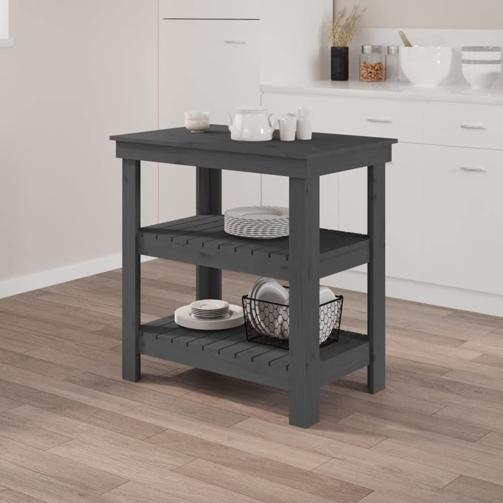 Lechnical Banco da Lavoro Grigio 78,5x50x80 cm in Legno Massello di Pino,Banco da Lavoro,Banco da Lavoro Officina,Banco da Lavoro Garage
