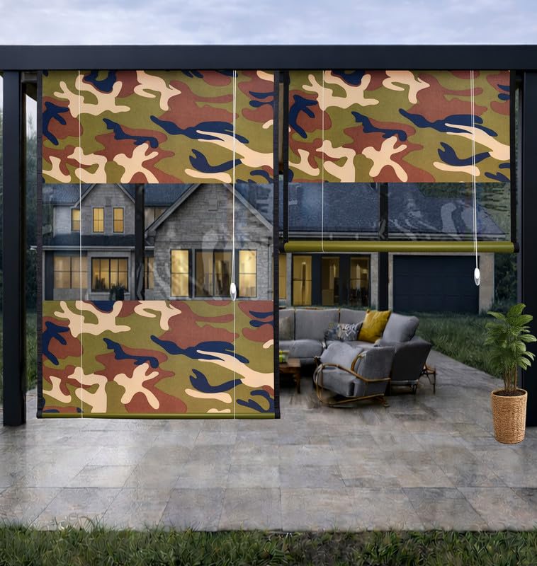MetDeals Army Print Waterproof Polyester with PVC Chick Blind Curtain|Corded Roll-Up Shade for Balcony & Window|Protect from Sun, Rain & Dust|for Home, Office & Outdoor(Green, 4X6 Feet) Pack of 1-image-4