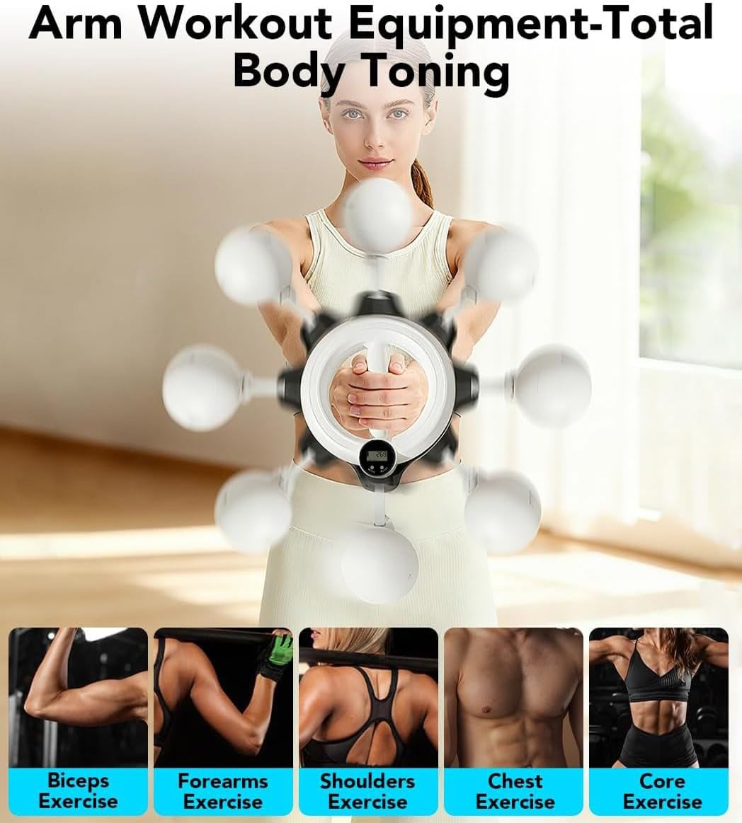 360° Infinity Arm Hoop, Arm Workout Equipment for Men and Women Flabby Arm Exerciser with Digital Tracker Shoulder Reliever Home Gym Workout Fitness Trainer for Chest and Upper Body Strength