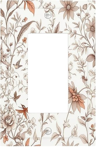 Miniatura 94 de Cubiertas Decorativas para Tomacorrientes Boho Floral Beige Flor y Hoja Botánico 1 Gang Interruptor de Luz Dúplex Placa Cubierta Placas de Boho