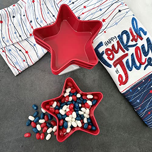 Supreme Housewares 4-Piece Patriotic Star Shaped Bowl Melamine Small Serving Bowl For Dessert, Snack, Ice Cream, Nuts Or Fruit, 5.5 Inch Dessert Bowl Set (Red) #TOP4