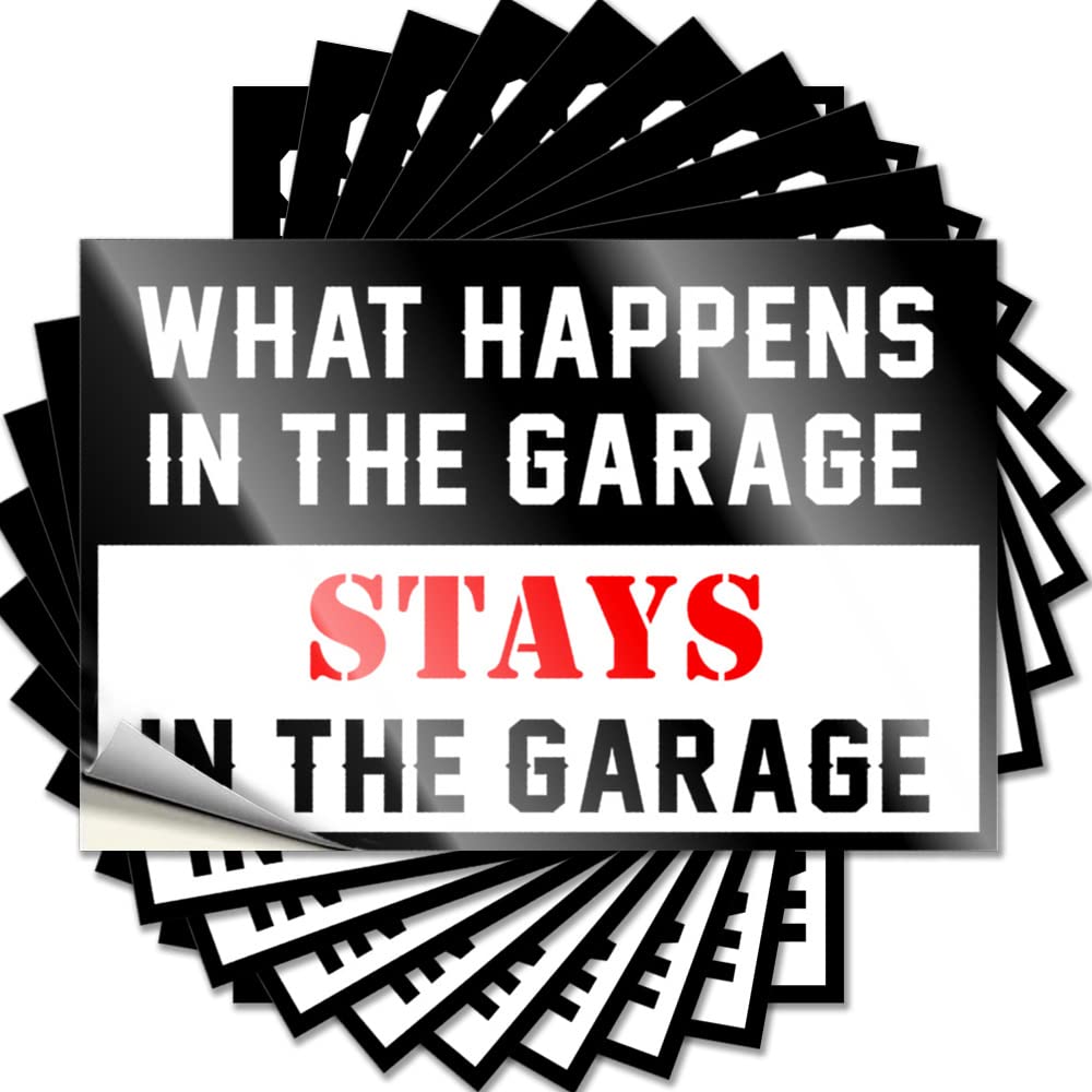 Fzfn Girls Colour Saying Camper Van Accessories Waterproof Vinyl Sticker | What Happens In The Garage Stays In The Garage Fun Hat For Diy Projects(6X9cm)