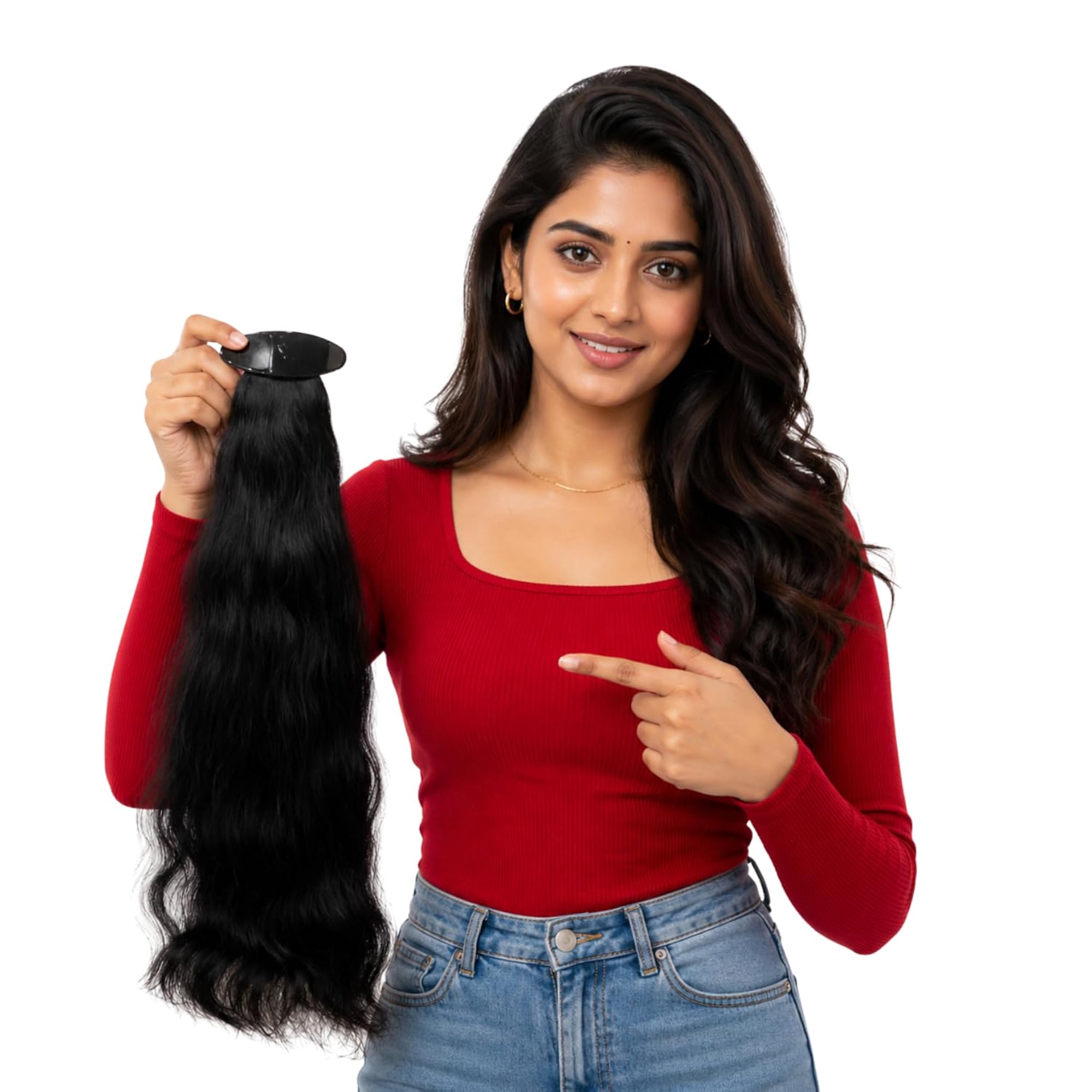 Ponytail Human Hair Extensions, Straight, 12 Inch