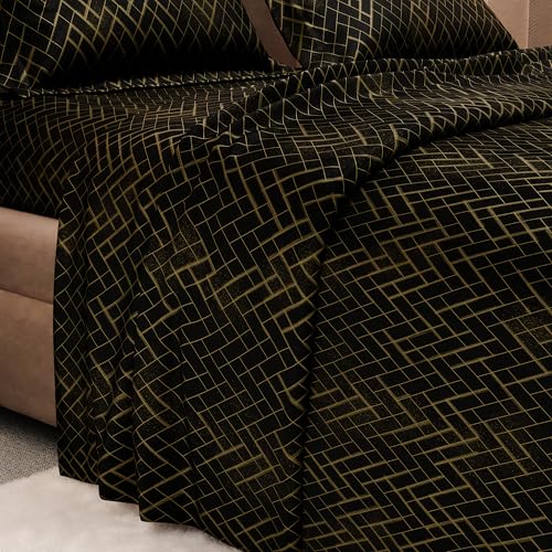Image of Stoa Paris 300TC UltraSatin Printed Super King Bedsheet with 2 Pillow Covers for King & Double Beds, Gentle on Skin & Hair, Wrinkle & Fade Resistant, Home Decor, Starlit Night - Black (274cm x 274cm)