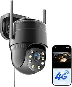 KKB 4G LTE Cellular Security Camera, No WiFi Security Cameras Indoor Built-in SIM Card, 24/7 Recording Wired Cellular Cam, 2K Color Night Vision, PIR Motion Detection, 2 Way Talk asin的图片