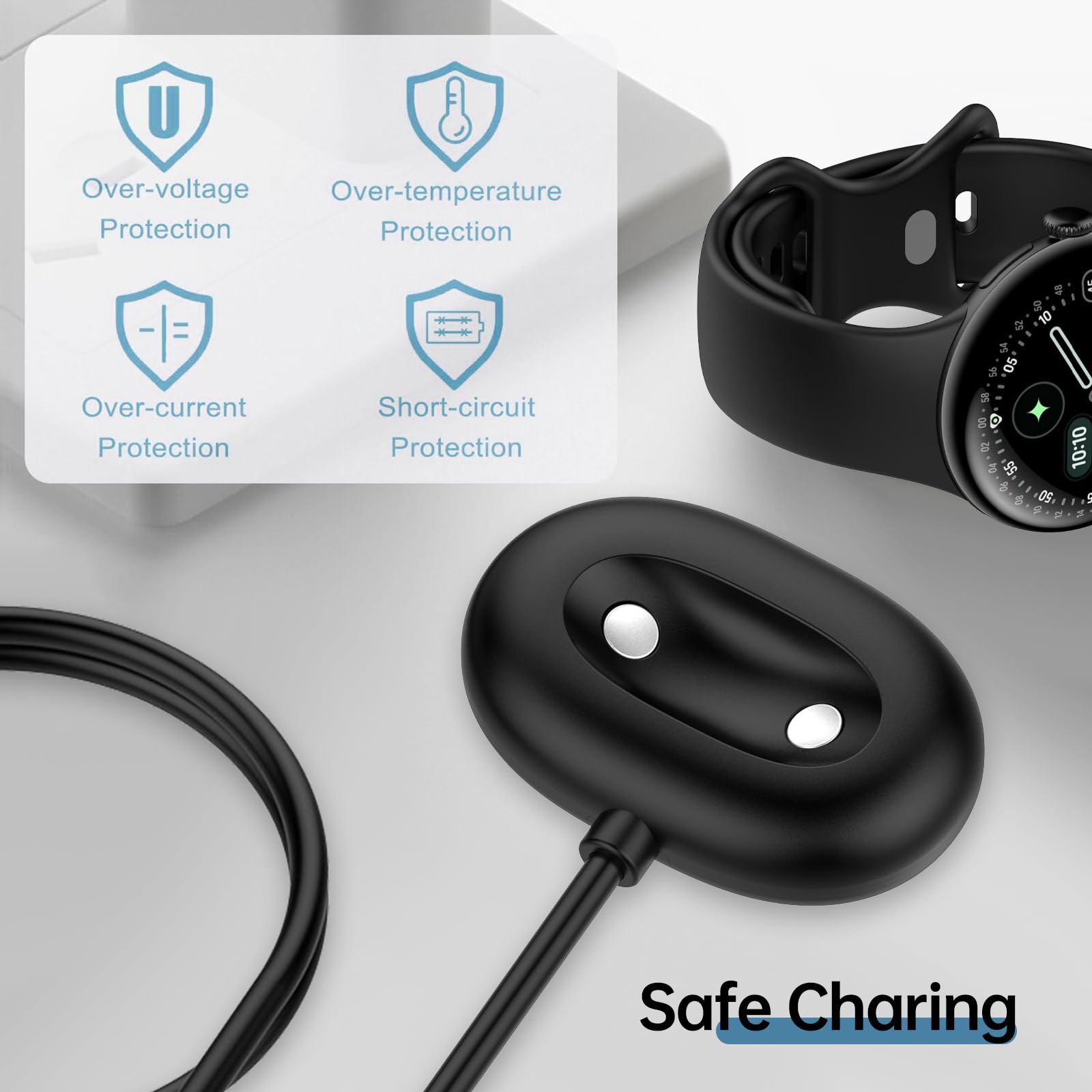 Cavo di ricarica magnetico USB A e tipo C per caricabatterie smart watch Google Pixel Watch 4, cavo di ricarica rapida da 1 m (confezione da 2)