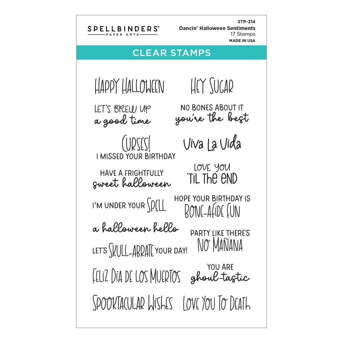 Spellbinders Dancin' Halloween Sentiments Clear Stamp Set from The Dancin' Halloween Collection