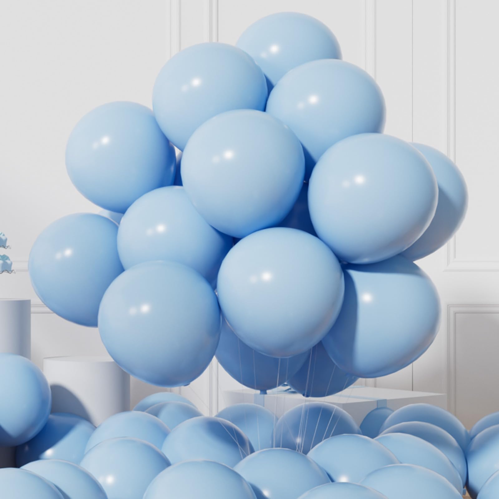 AULE Baby Blue Balloons: 12 inch 50 Pcs Light Pale Blue Balloon Pastel Helium Balloons for Birthday Graduation Gender Reveal Party Decoration