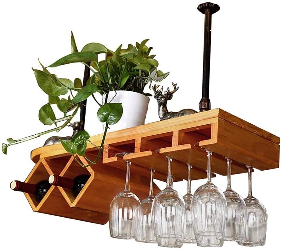 Wine Rack Holder Shelves Storage Pine Wine Cabinet Display Hanging Upside Down Home Wine Shelf (Color : 80x28cm)