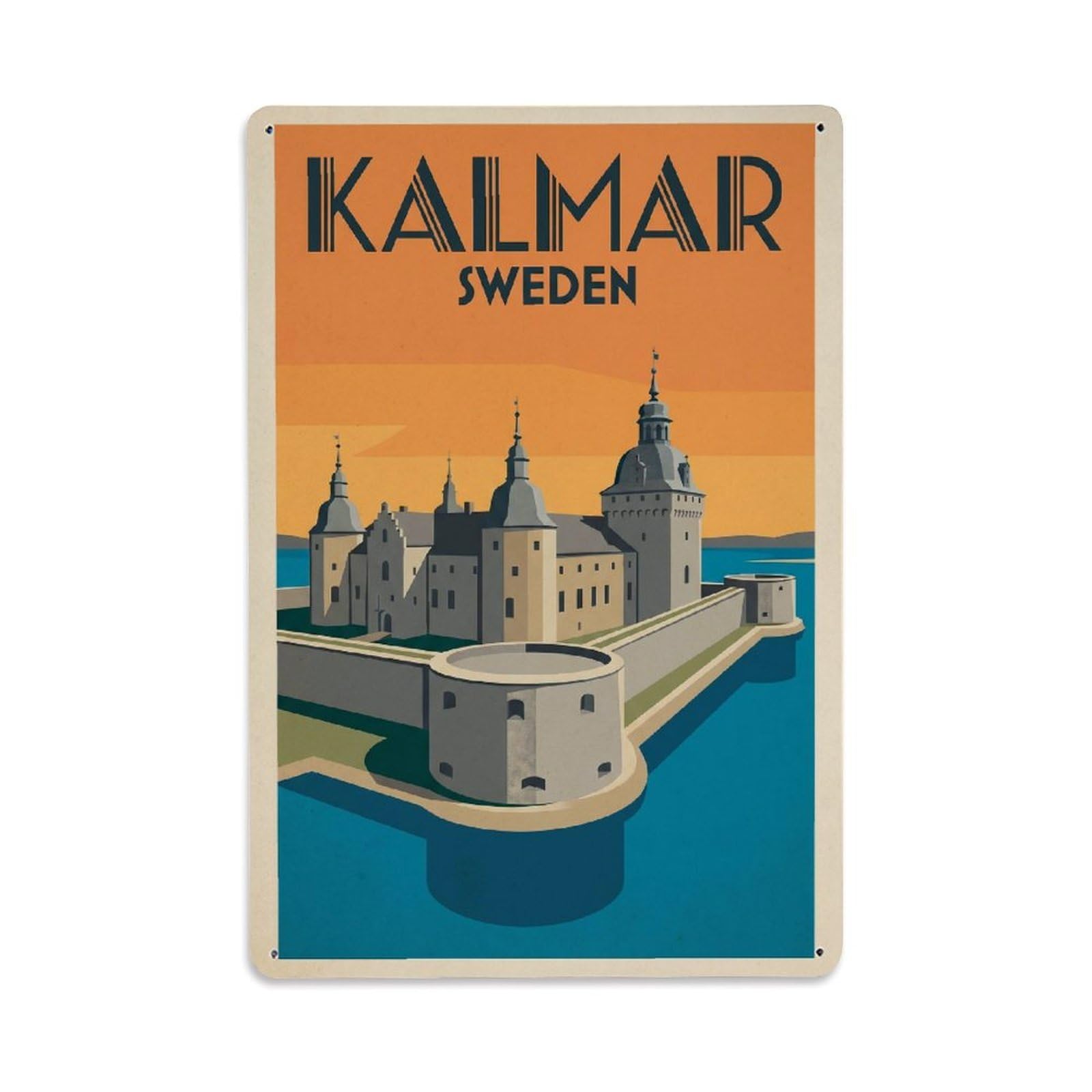 Sweden Kalmar Travel Retro Metal Tin Sign Plaque Wall Decor for Cafe, Club Bar, Office, Garden Metal Poster 8x12Inch