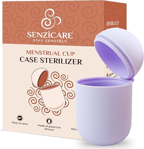 Menstrual Cup Sterilizer Case | Kills 99% Of Germs In 3 Minutes | Reusable Silicone Sterilizing Holder | Portable Cleaning Container & Microwave...