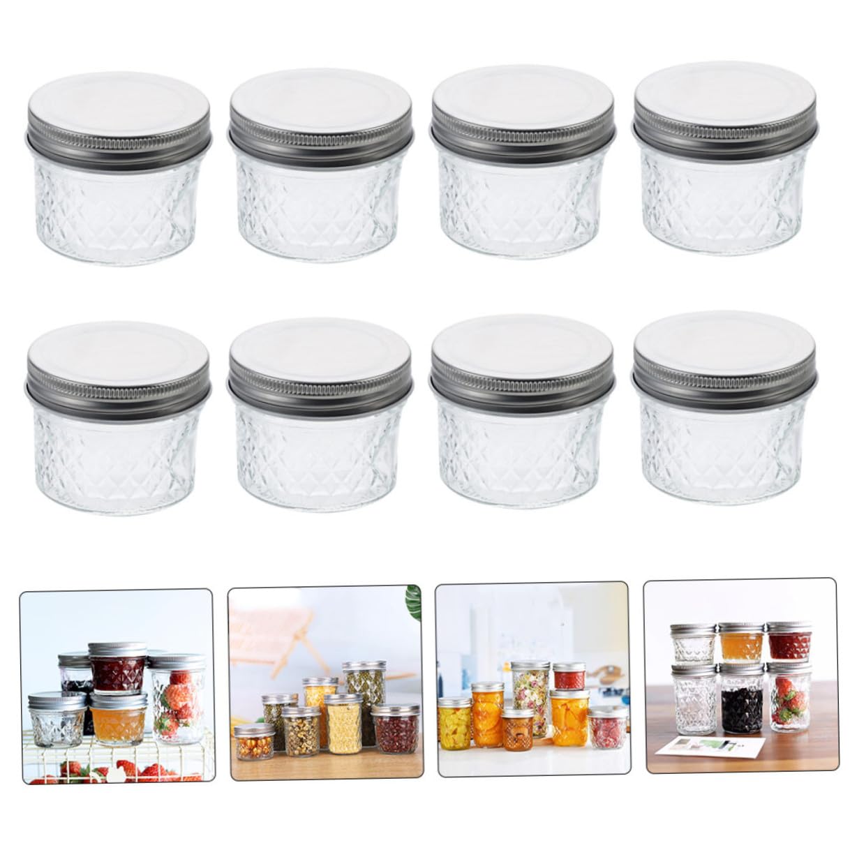 8stücke Kleine Honiggläser Transparent Glas Marmeladengläser mit Deckel für Lebensmittel Befüllen und Reinigen Geeignet für Verschiedene Anlässe