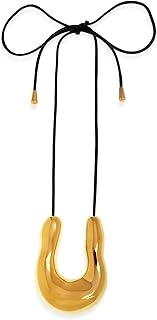 Chunky Gold Silver Pendant Necklace for Women, Trendy Charm Choker Thick Adjustable Hammered Hollow Long Chain Necklaces Prom Holiday Fashion Jewelry Gift