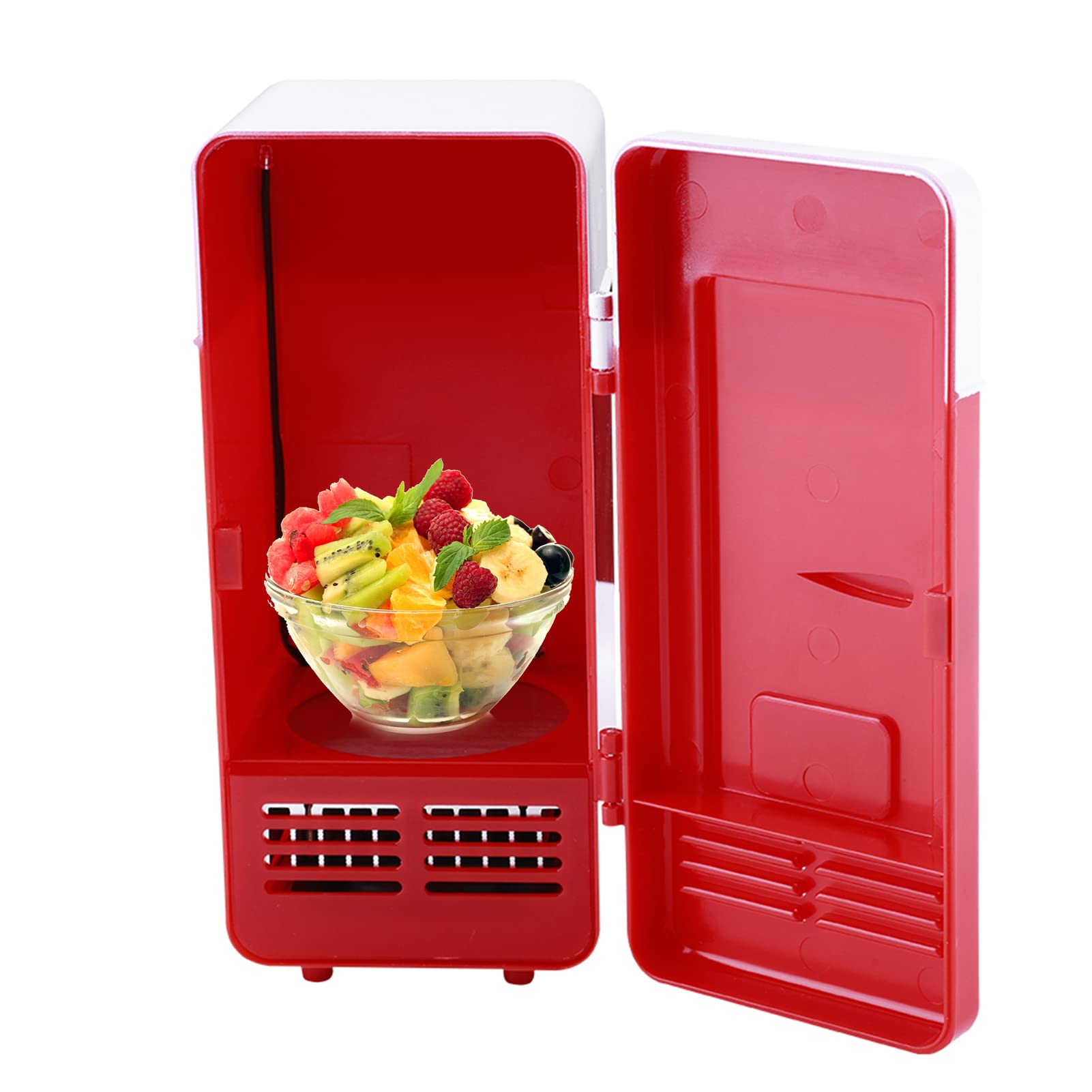 Mini Fridge, Portable Cooler and Warmer, LED USB Refrigerator for Drinks and Beverage Cans, for Bedroom, Car, Office Desk, Dorm Room
