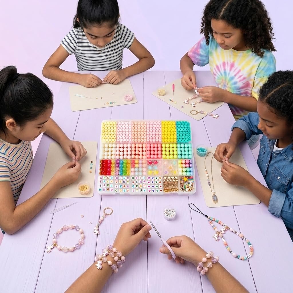 SANNIDHI 1200+ Pcs Clay Bracelet Making Kit for Girls Age 5-14 4