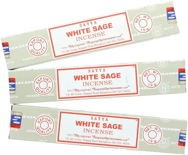 Divine Satya Nag Champa White Sage Incense Sticks - 3 Pack - Wierook Witte Salie