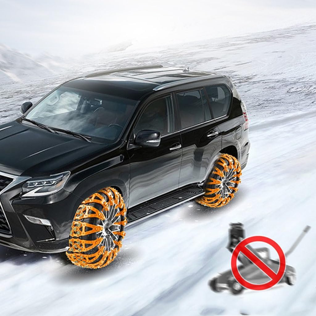 TOMSE Snow Chains Car 8 Pcs for Mitsubishi ASX (RVR) 2019-2023, Enhanced Traction Anti-Skid Wear-Resistant Emergency Snow Tire Chains Performance Reusable Tyre Parts,Orange-8PCS