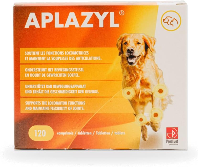 Prodivet APLAZYL® – gewrichtstabletten voor honden – natuurlijke ingrediënten, ontwikkeld en aanbevolen door dierenartsen – met groene lipmossel, duivelsklauw, glucosamine – 120 stuks