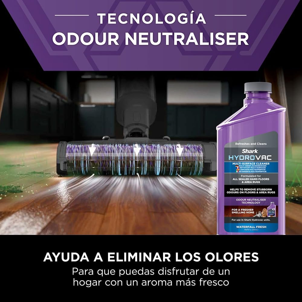 Shark HydroVac Aspiradora Mopa sin Cable para Limpieza en Seco y Húmedo - Aspira, Friega y se Autolimpia - Cepillo Antimicrobiano para Suelos Duros - Gris, WD210EU