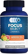 Focus Select AREDS2 Based Chewable Eye Vitamin-Mineral Supplement - AREDS2 Based Supplement for Eyes (180 ct. 90 Day Supply) Citrus Flavored AREDS2 Based Eye Chewable - AREDS2 Low Zinc Formula