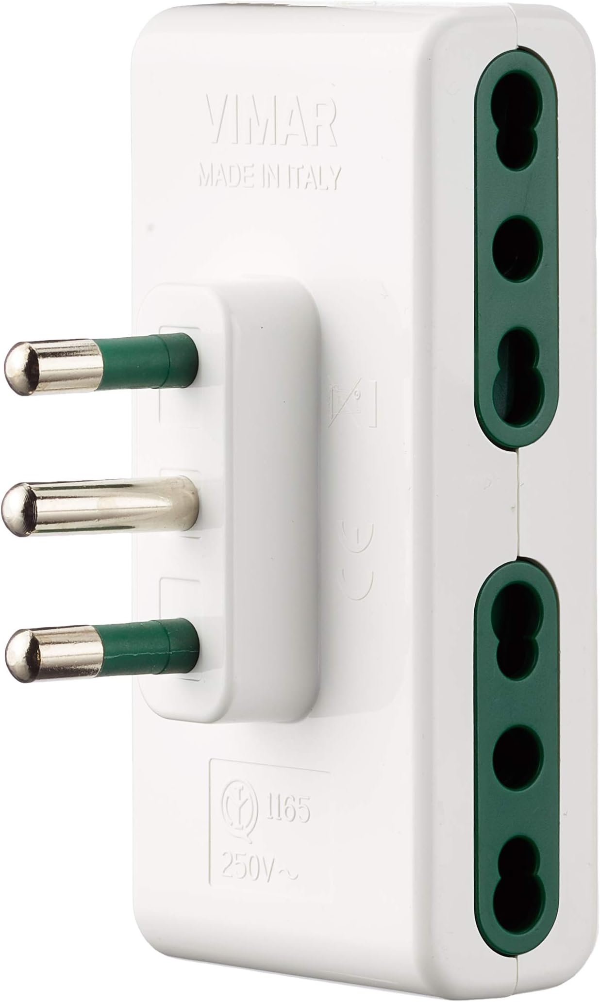 VIMAR Ri.00200N kleine stekker Sicury 2P 10A 250V, Italiaanse standaard type S10, uitgang axiale kabel, zwart