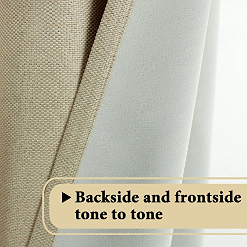 H.versailtex Room Darkening Linen Curtain For Bedroom/Living Room Extra Wide Blackout Curtains 100 X 84 Inches For Patio Glass Door, Primitive Textured Thick Linen Burlap Look Fabric, Beige #TOP3