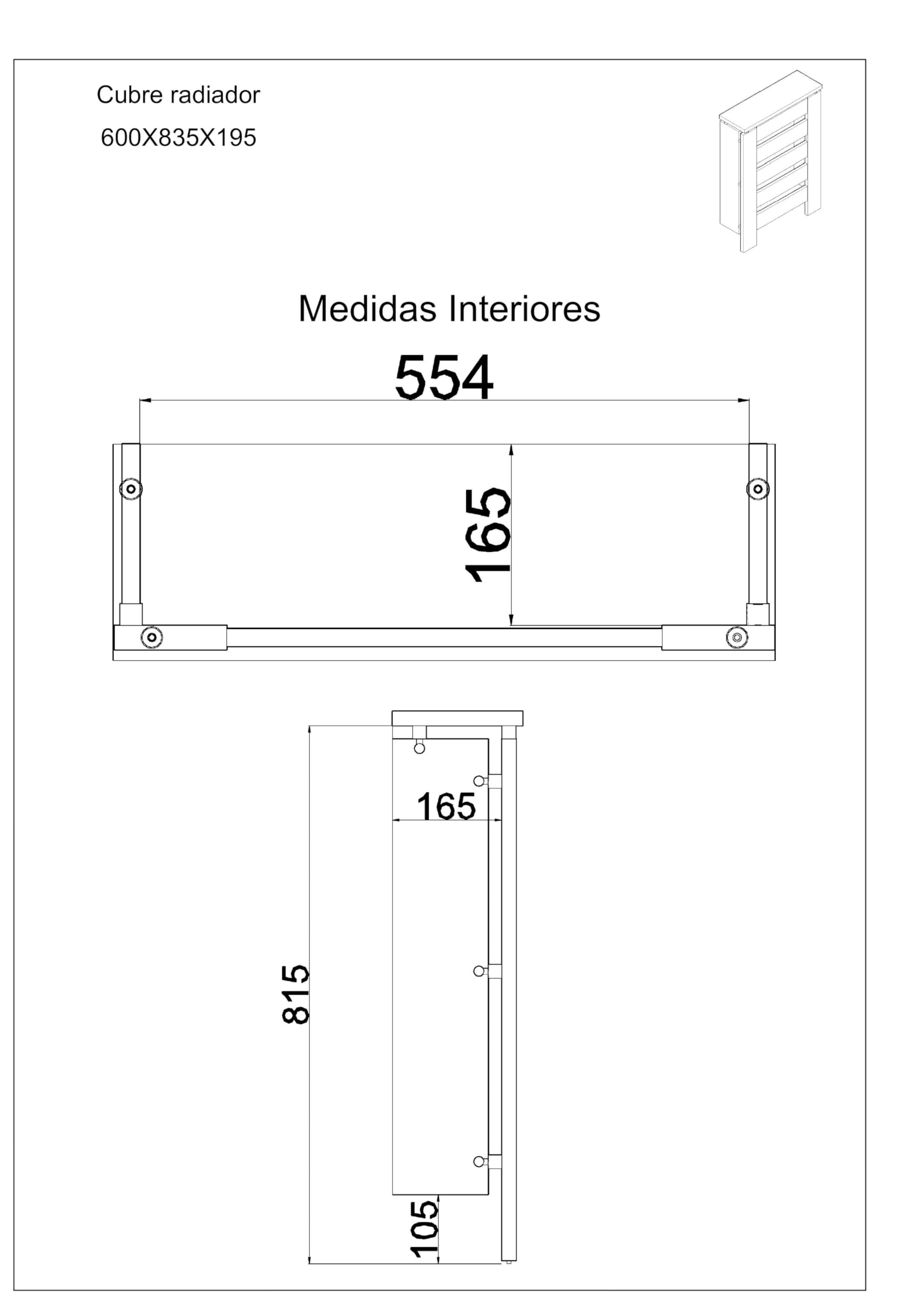 D&J Muebles Kit Cubre Radiador Blanco y Roble 60cm Moderno Hércules | Mueble Decorativo con Listones | Fácil Montaje (60cm, 90cm, 120cm) | 60x83,5x19,5