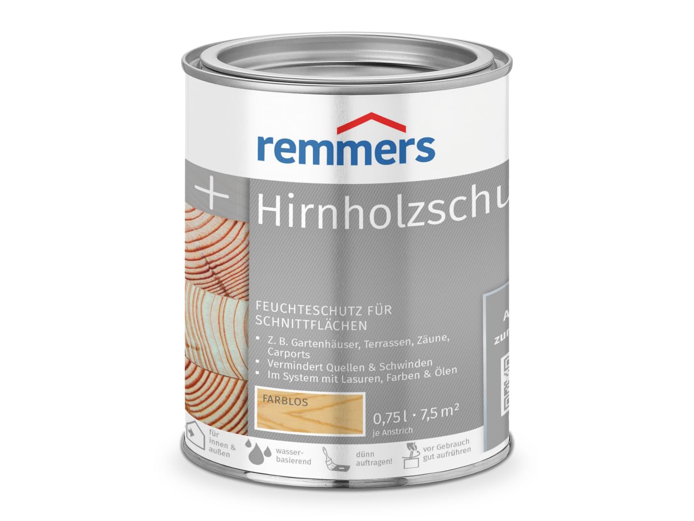 Remmers Bezbarwna ochrona drewna mózgowego, 0,75 litra, ochrona powierzchni cięcia przed wilgocią, do drewna wewnątrz i na zewnątrz, wodoodporna, elastyczna, możliwość zmiany